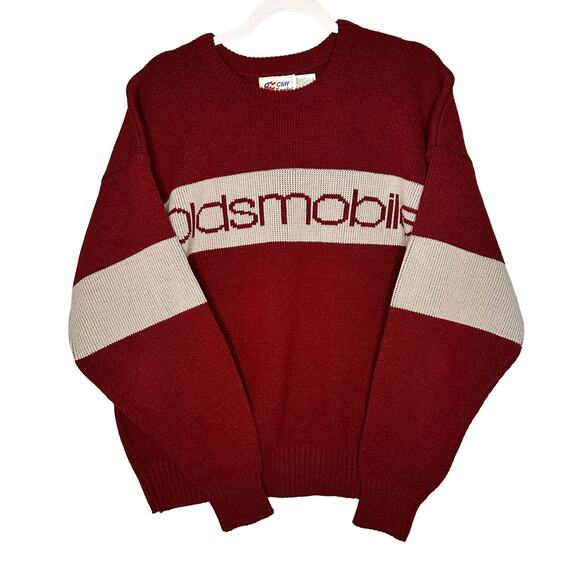 Oldsmobile sweater vintage wool blend maroon white Cliff Engle USA XXL - Picture 1 of 4